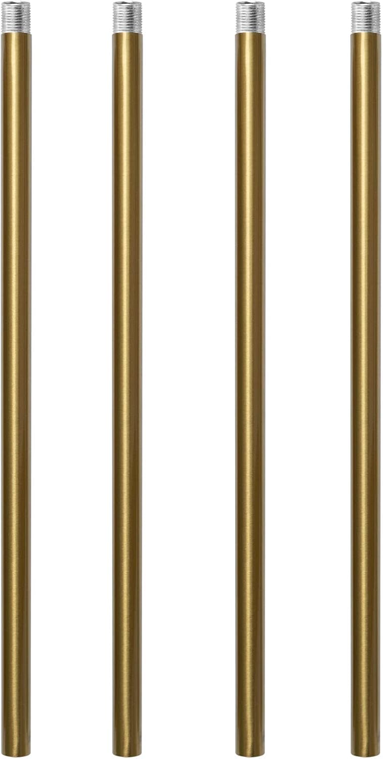Haligate Brushed Brass M10 Threaded Extension Rod for Pendant Light, Island Lighting, Chandeliers,Lighting Fixture downrods & Stems,12 Inches 11.4mm OD (0.449″) x 300mm L (11.81″) - Image 1